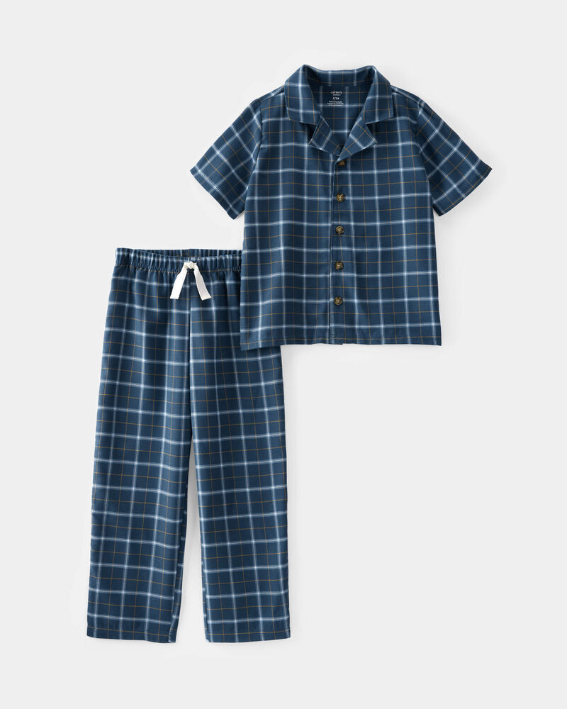 Kid 2-Piece Plaid Loose Fit Coat-Style Pyjamas, image 3 of 4 slides