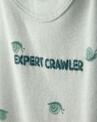 Baby Boy Snail Short-Sleeve Romper - Green, image 2 of 4 slides
