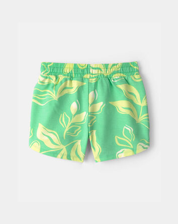Girls Floral French Terry Shorts - Green, 