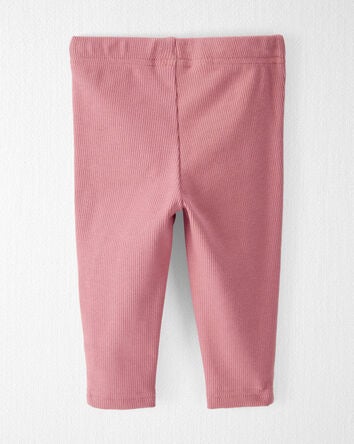 Baby Organic Cotton Rib Drawstring Leggings in Dark Blush, 