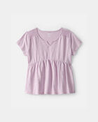 Girls Peplum Short-Sleeve Top - Purple, image 1 of 3 slides
