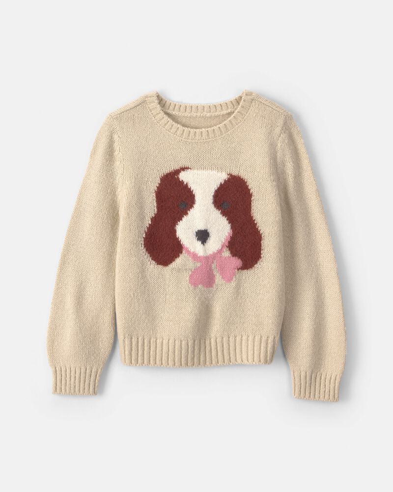 Toute-petite fille - Chandail &agrave; motif chien - Brun, image 1 sur 5 diapositives