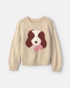 Toute-petite fille - Chandail &agrave; motif chien - Brun, image 1 sur 5 diapositives