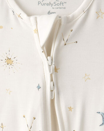 B&eacute;b&eacute; - Grenouill&egrave;re PurelySoft &agrave; fermeture &agrave; glissi&egrave;re 2 sens, constellation - Cr&egrave;me, 