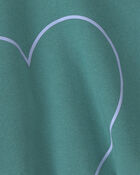 Girls Heart Fleece Pullover Sweatshirt - Green, image 3 of 4 slides