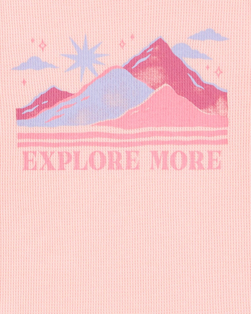 Kid Waffle Knit Long-Sleeve Tee - Pink, image 3 of 4 slides