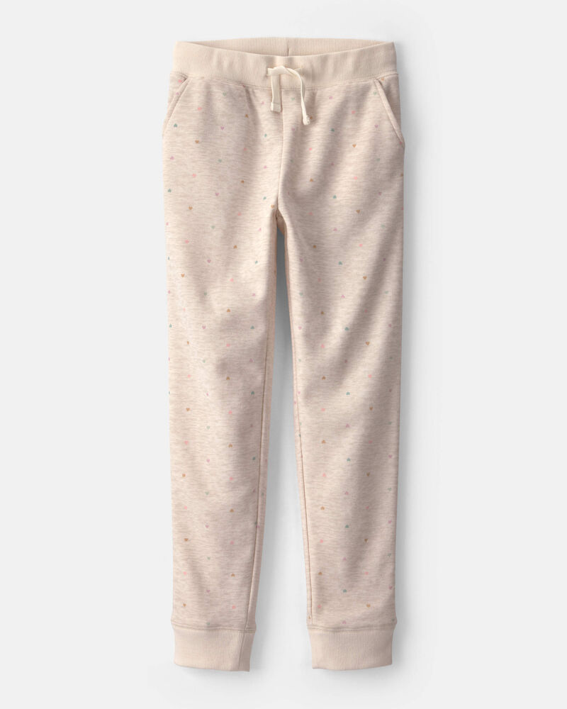 Filles - Pantalon de jogging en tricot &agrave; cordon de serrage et motif de c&oelig;urs - Cr&egrave;me, image 1 sur 3 diapositives
