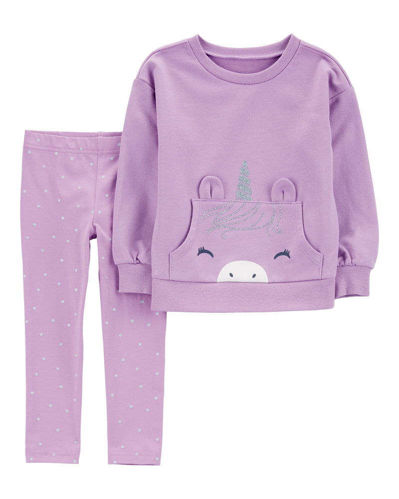 Baby 2-Piece Glitter Unicorn Sweatshirt & Legging Set, image 1 of 3 slides