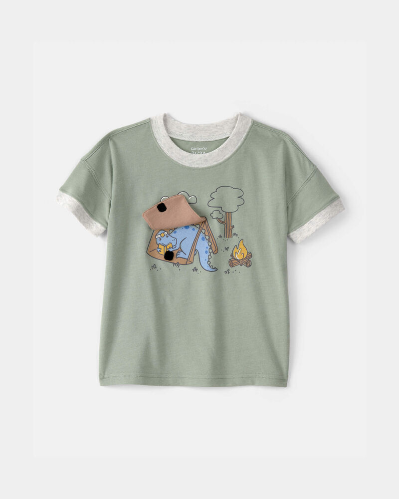 Toddler Boy Camping Dinosaur Graphic Tee - Green, image 2 of 5 slides