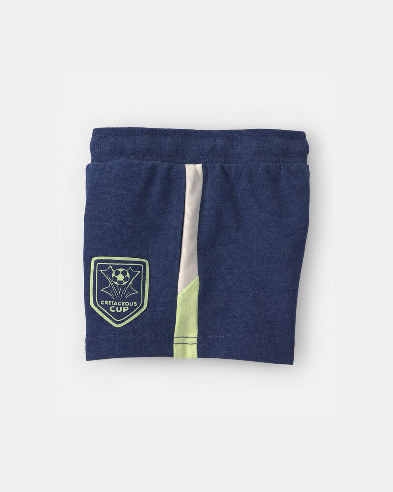 Baby Boy Dinosaur Soccer French Terry Shorts - Navy Blue, image 3 of 5 slides