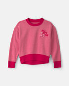Girls 'New York City 95' French Terry Pullover Sweatshirt - Pink/Red, image 1 of 4 slides
