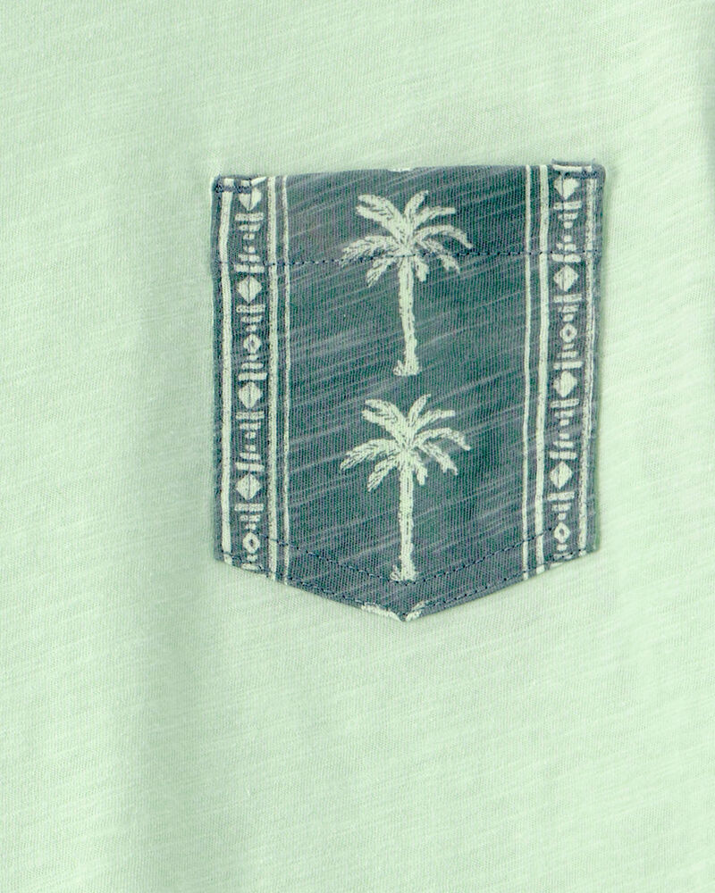 Boys Palm Tree Pocket Tee - Green, image 2 of 3 slides