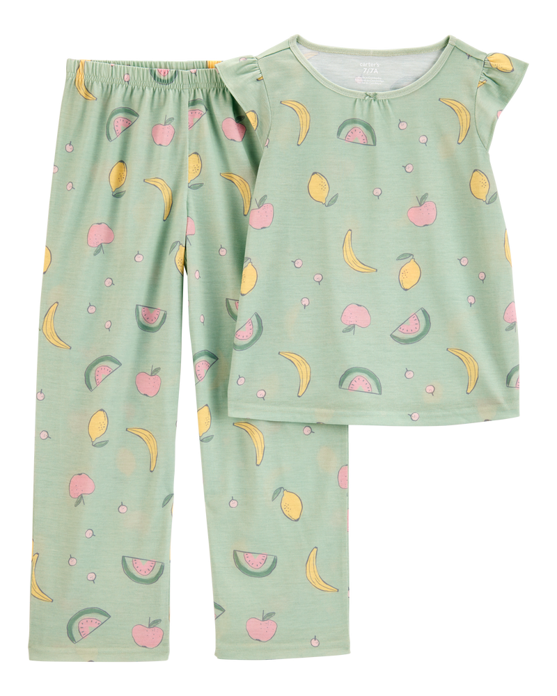 Filles - Pyjama 2 pièces décontracté imprimé de fruits - Vert, image 1 sur 3 diapositives