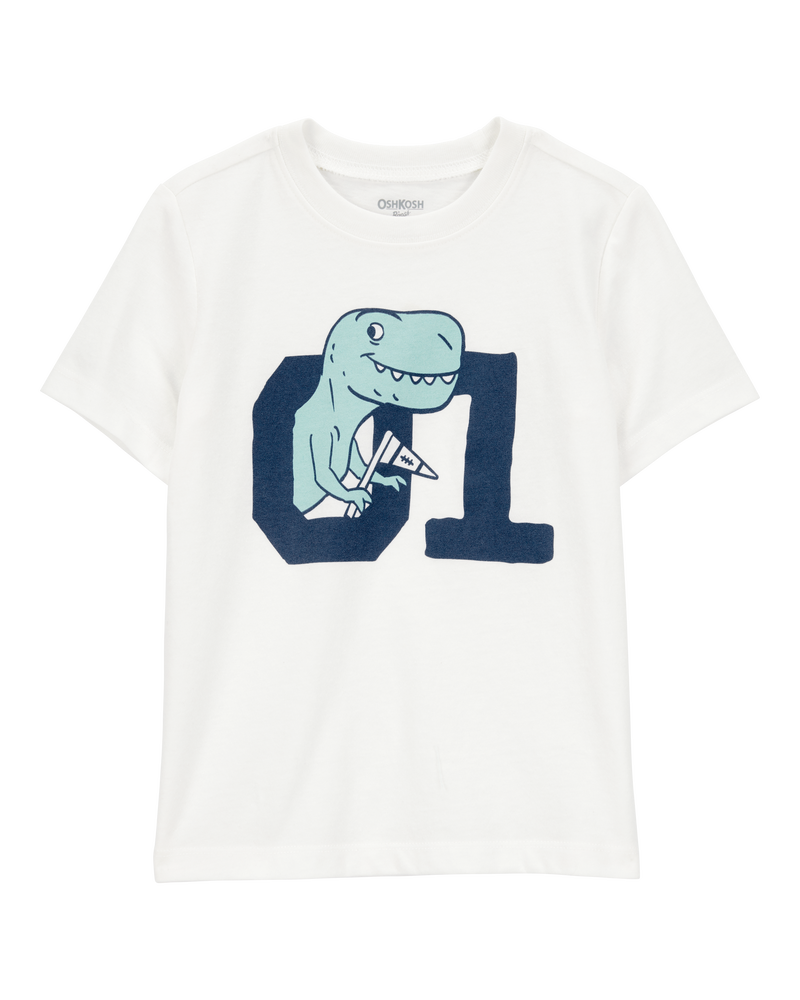 Toddler Dinosaur Print Short-Sleeve Graphic Tee - Ivory, image 1 of 2 slides