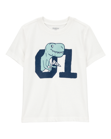 Toddler Dinosaur Print Short-Sleeve Graphic Tee - Ivory, 