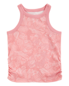 Kid Floral Ribbed Tank Top - Pink, image 1 of 3 slides