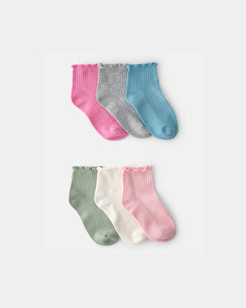 Filles -  fille - Emballage 6 paires de socquettes &agrave; ourlet ondul&eacute;, 