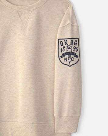 Boys Logo Patch French Terry Pullover Sweatshirt - Cream, 