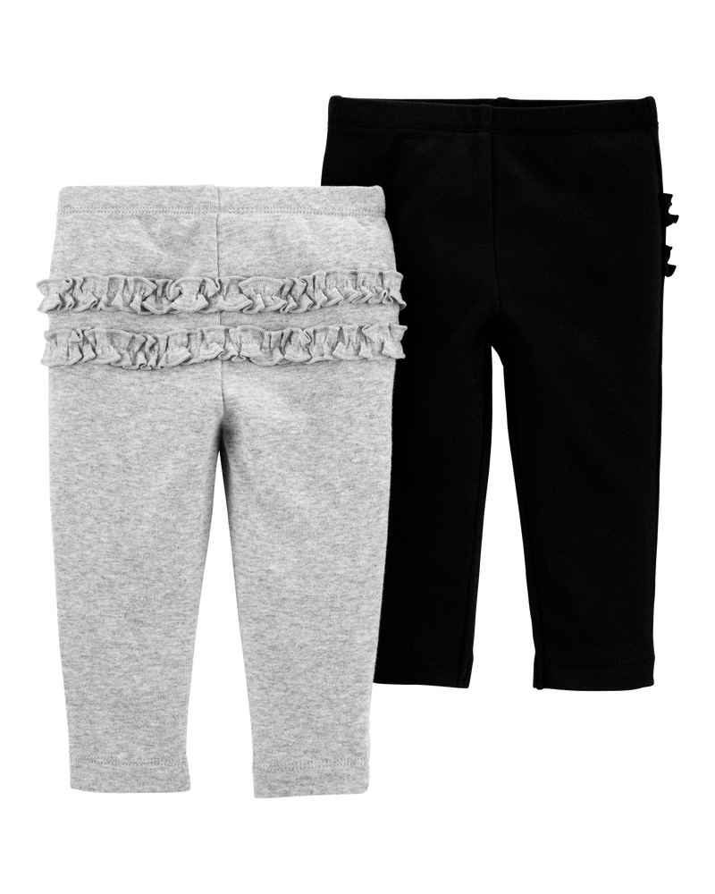 Baby 4-Pack Ruffle-Detail Cotton Pants, image 2 of 9 slides