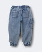 Toddler Denim Cargo Joggers in Avenue Wash - Blue, image 6 of 7 slides