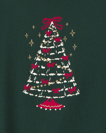 Girls Christmas Tree Long-Sleeve Graphic Tee - Green, 