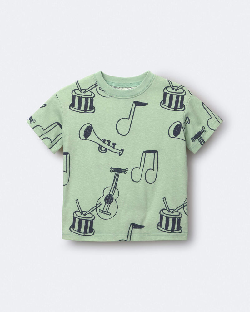 Tout-petit - T-shirt d&eacute;contract&eacute; &agrave; imprim&eacute; de th&egrave;me musical - Vert, image 2 sur 6 diapositives