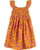 Floral Smocked Viscose Dress, image 1 of 3 slides