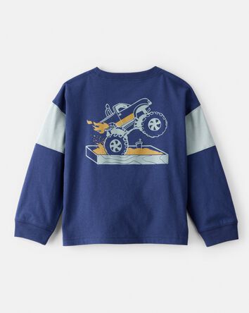 Tout-petit gar&ccedil;on - T-shirt graphique &agrave; manches longues Monster Truck - bleu marine, 