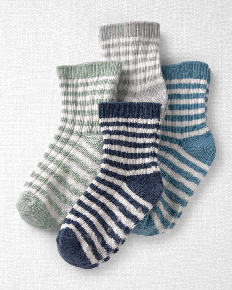 Toddler 4-Pack Striped Slip Resistant Socks Made with Organic Cotton, image 4 of 5 slides