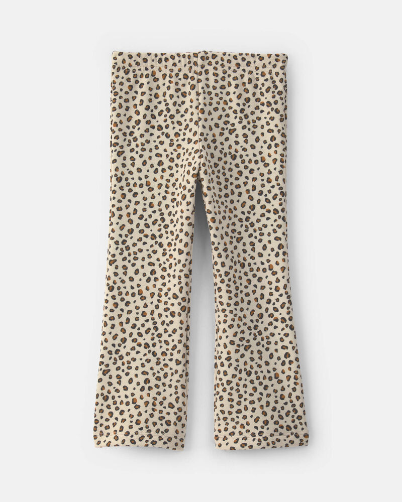 Toddler Girl Leopard Fleece Pull-On Stretch Leggings - Brown, image 2 of 5 slides