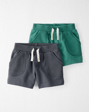 2-Pack Organic Cotton Waffle Knit Shorts, 