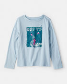 Girls Skiing Long-Sleeve Graphic Tee - Blue, image 1 of 3 slides