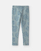 Filles - Legging extensible &agrave; motif floral - Bleu, image 1 sur 3 diapositives