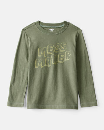 Tout-petit garçon - T-shirt graphique à manches longues Mess Maker - Vert, 