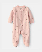 Baby Girl Western 100% Cotton 2-Way Zip Sleeper - Pink, image 1 of 4 slides
