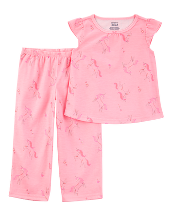 Toddler Girl Unicorn Print Loose Fit 2-Piece Pyjamas - Pink, 