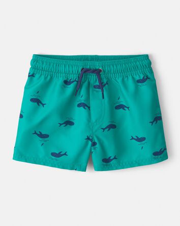 Toddler Boy Whale Swim Trunks - Teal, 