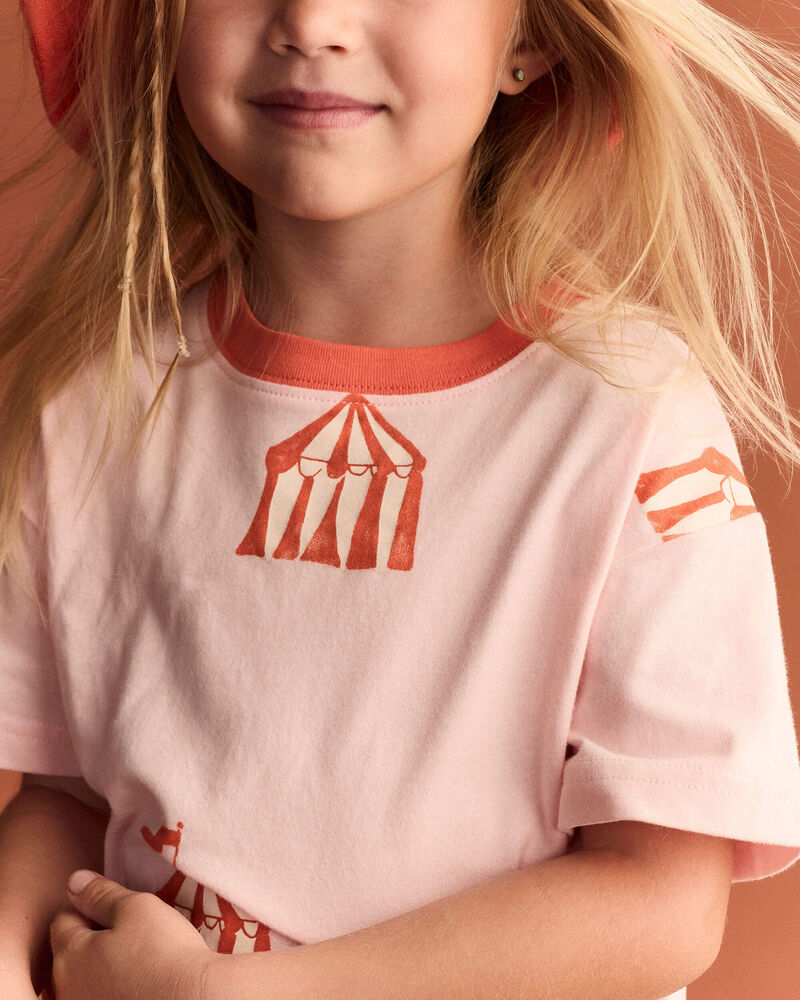 Toddler Girl Relaxed Graphic Tee in Big Top Print - Light Pink, image 5 of 6 slides