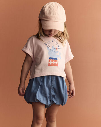 Tout-petit fille - Haut asym&eacute;trique l&eacute;ger &agrave; imprim&eacute; de cirque - Rose, 