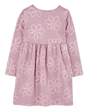 Kid Floral Long-Sleeve Jersey Dress, 
