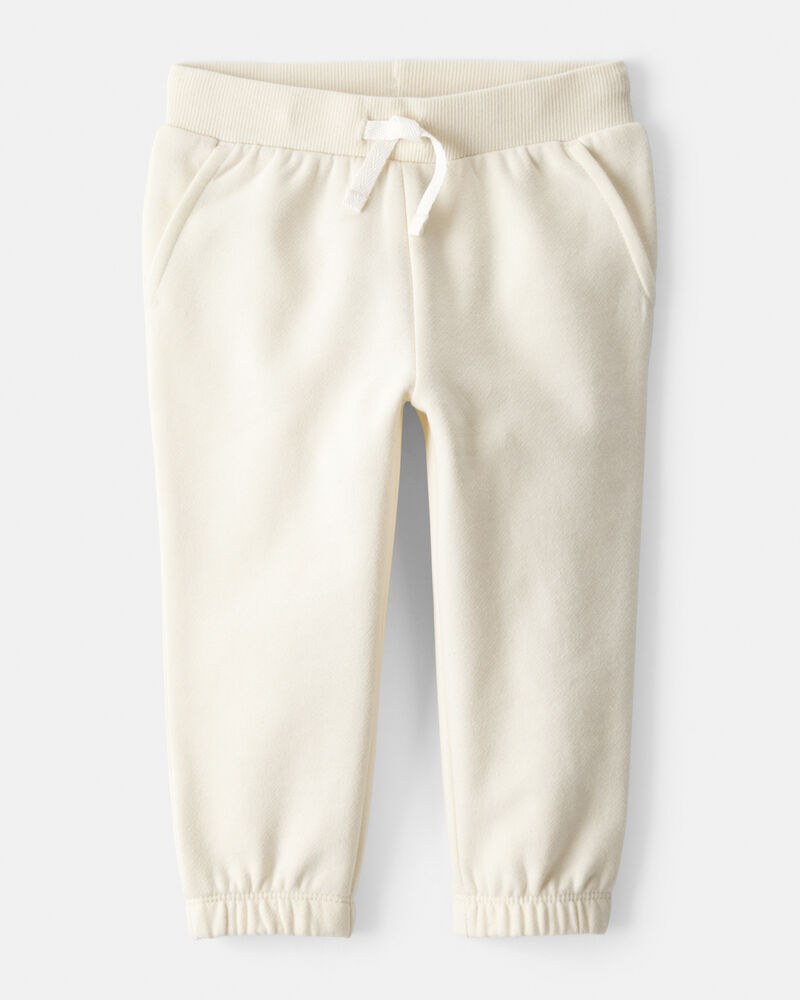 Baby Girl DayDream Fleece Drawstring Joggers - White, image 1 of 4 slides