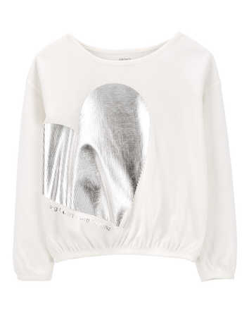 Kid Metallic Heart Thermal Top, 