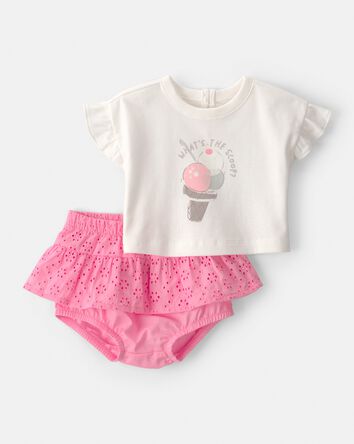 B&eacute;b&eacute; fille - Ensemble 2 pi&egrave;ces haut et short - Rose, 