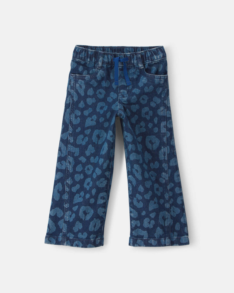 Toddler Girl Leopard Denim Wide-Leg Jeans - Dark Wash, image 1 of 5 slides
