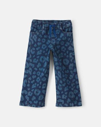 Toddler Girl Leopard Denim Wide-Leg Jeans - Dark Wash, 