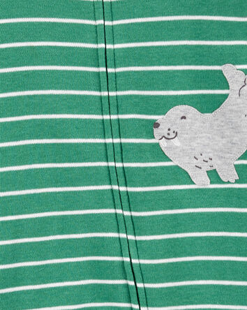 Baby Striped Walrus 2-Way Zip Sleeper Pyjamas, 