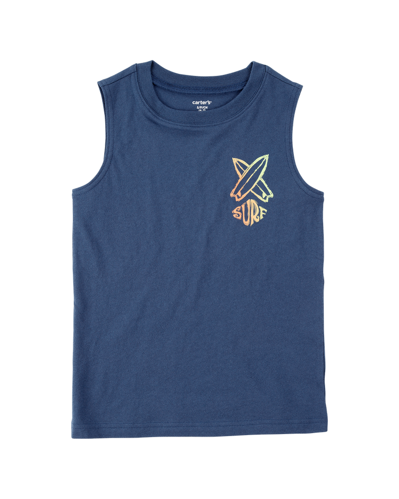 Kid Surfboard Graphic Surf Tank - Navy, image 1 of 3 slides