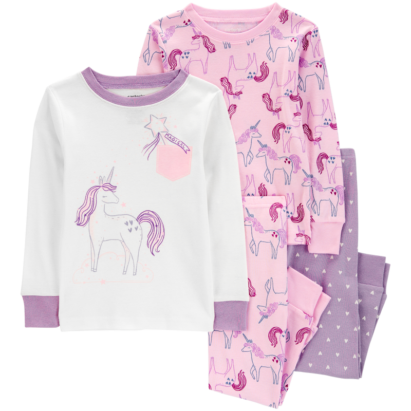 Pink Purple Toddler 4 Piece Unicorn 100 Snug Fit Cotton Pyjamas Carter s Oshkosh Canada