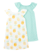 Kid 2-Pack Pineapple Nightgowns, image 1 of 4 slides