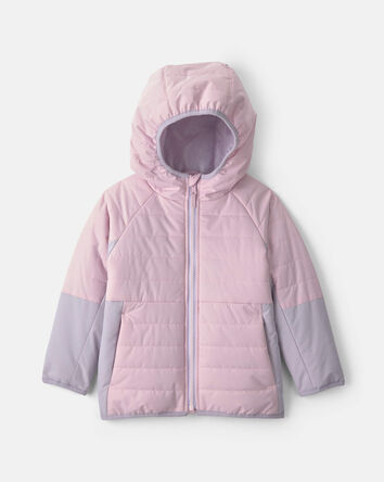 Toddler Girl  Quilted Mid Weight Jacket- Pink, 